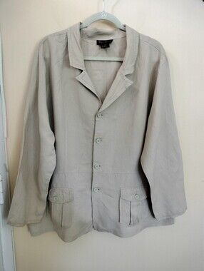 Ashley Stewart beige Lightweight linen blend Shirt Jacket 24W Office Travel
